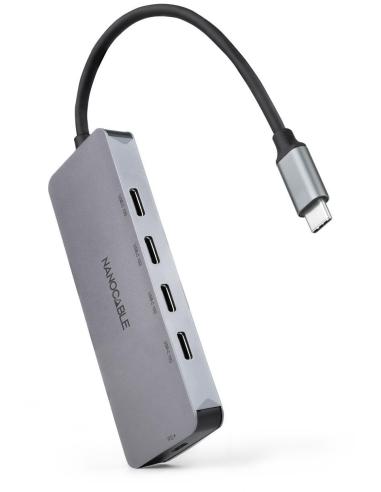 Nanocable 10.16.4505 Hub USB-C a 4 Puertos USB-C Gris