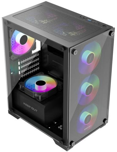 Keepout XC-201 GLASS Mini-Torre Micro-ATX USB-A Negro