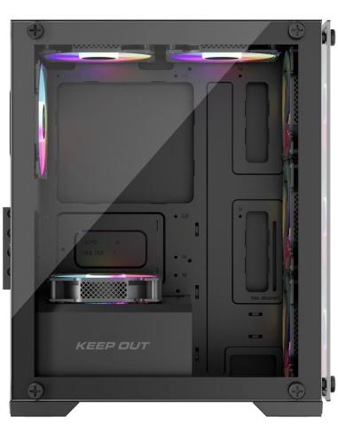 Keepout XC-201 GLASS Mini-Torre Micro-ATX USB-A Negro