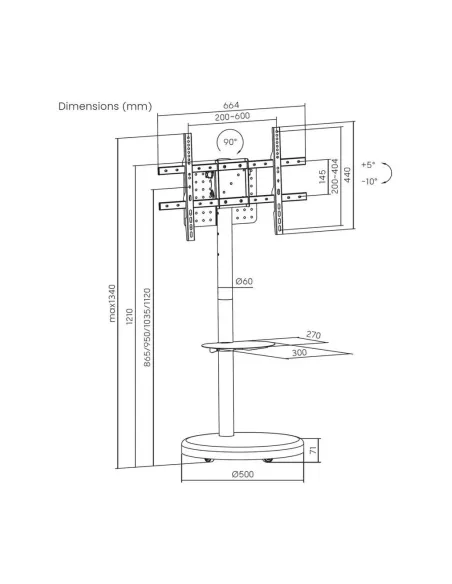 Aisens FT86TRE-303 Soporte de Suelo con Ruedas para Monitor/TV de 37"-86" Máx. 50 KG Negro
