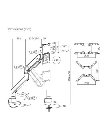 Aisens DT57TSR-307 Soporte de Mesa Giratorio para Monitor/TV de 24"-57" Máx. 27 KG Negro