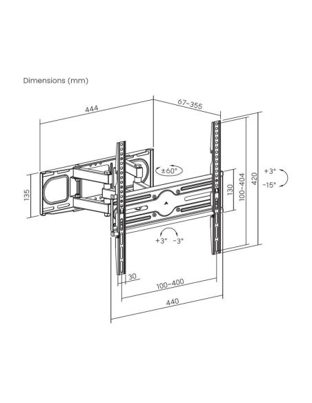 Aisens WT70TSLE-325 Soporte de Pared para Monitor/TV de 32"-70" Máx. 40 KG Negro