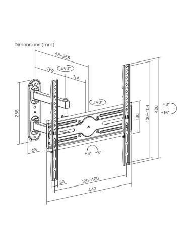 Aisens WT65TSLE-321 Soporte de Pared para Monitor/TV de 32"-65" Máx. 35 KG Negro