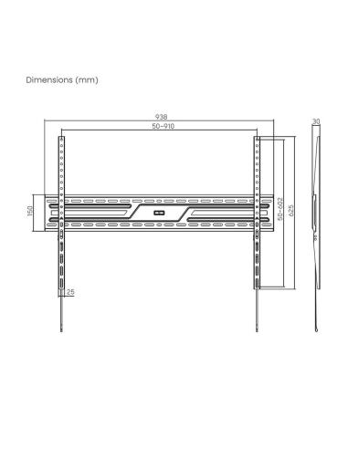 Aisens WT100F-317 Soporte ECO Ultra Delgado para Monitor/TV 75kg de 43”-100” Negro