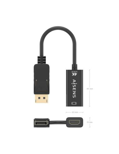 Aisens A125-0905 Conversor DisplayPort a HDMI 15 cm Negro