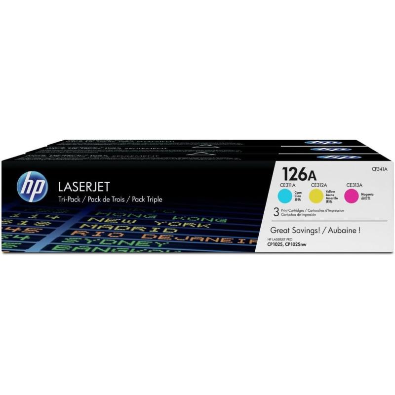 HP LaserJet 126A Pack 3 Cartuchos de Tóner Original Cian/Magenta/Amarillo