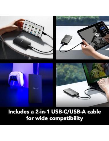 Lexar LSL300002T-RNBNG Disco Duro Externo 2TB 2.5" USB-A/USB-C 3.2 Negro