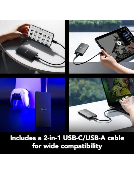 Lexar LSL300002T-RNBNG Disco Duro Externo 2TB 2.5" USB-A/USB-C 3.2 Negro