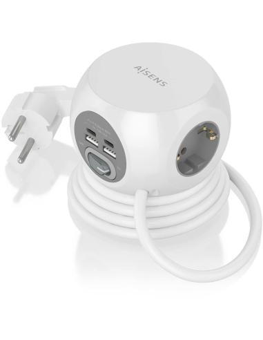 Aisens ASPS-2A2C04-W Regleta 3 Tomas AC + 2 USB-C/2 USB-A 1.4m Blanco