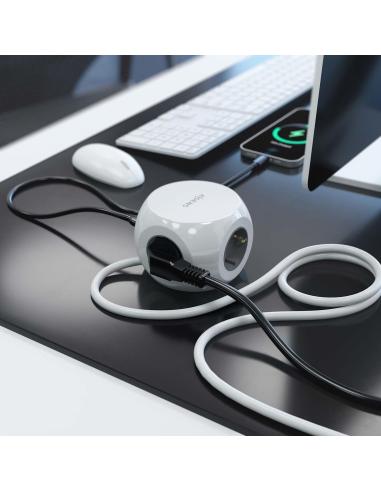 Aisens ASPS-2A2C04-W Regleta 3 Tomas AC + 2 USB-C/2 USB-A 1.4m Blanco