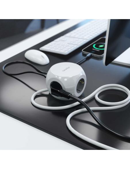 Aisens ASPS-2A2C04-W Regleta 3 Tomas AC + 2 USB-C/2 USB-A 1.4m Blanco