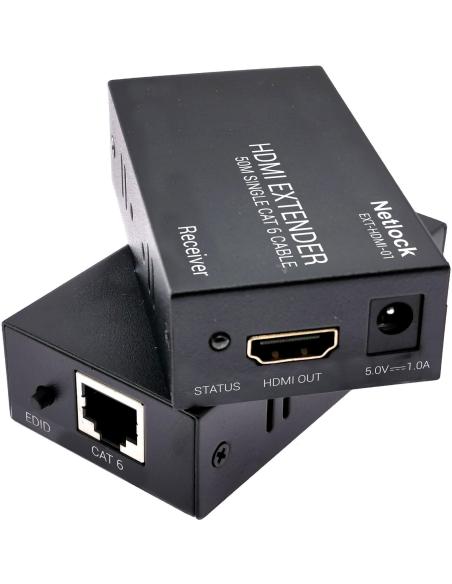 Netlock EXT-HDMI-01 Extensor HDMI por RJ-45 Cat.6 50 M Negro