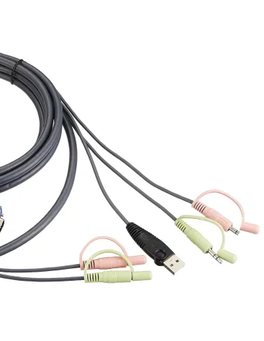 Aten 2L-5303U Cable VGA + USB-A + Mini Jack 3M Negro