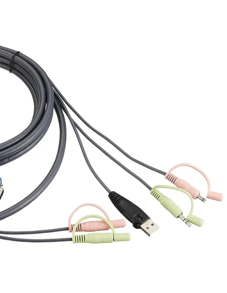 Aten 2L-5303U Cable VGA + USB-A + Mini Jack 3M Negro