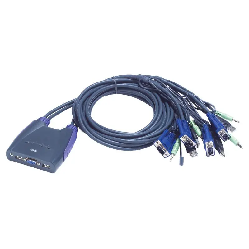 Aten CS64US-AT KVM Switch 4 puertos VGA/Mini Jack/USB-A Azul