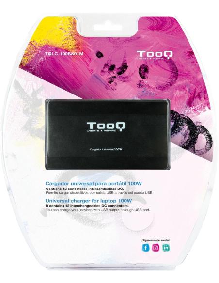 TooQ Cargador Universal para Portátil 100W Negro