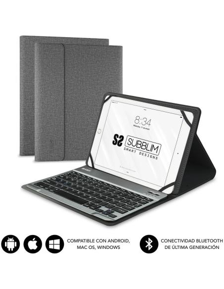 Subblim Keytab Pro Bluetooth Funda con Teclado Gris para Tablets 9.6"/10.8"