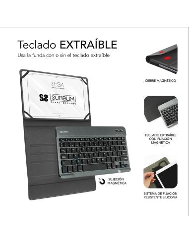 Subblim Keytab Pro Bluetooth Funda con Teclado Gris para Tablets 9.6"/10.8"