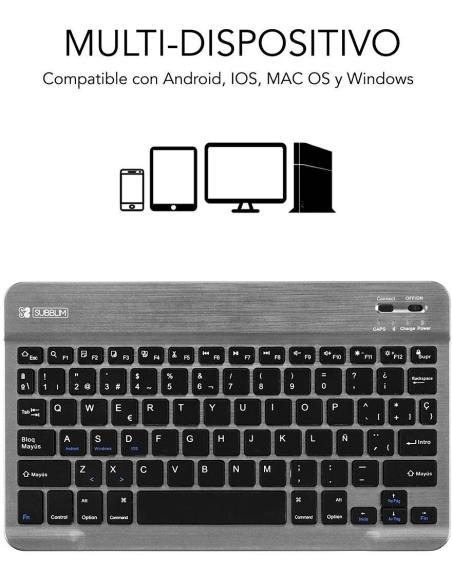 Subblim Smart SUB-KBT-SM0002 Teclado Inalámbrico Bluetooth Gris