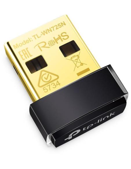 TP-Link TL-WN725N Nano Adaptador Inalámbrico USB WiFi 4 Banda Única Negro