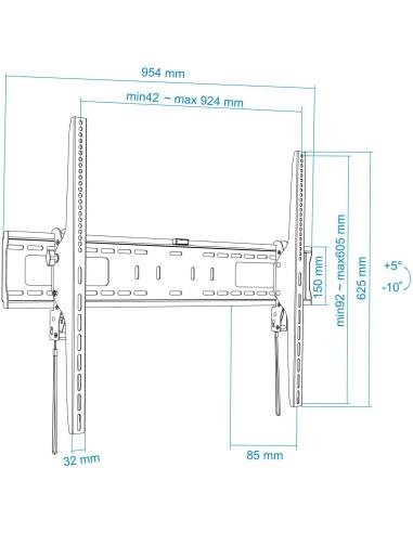 TooQ LP42100T-B Soporte TV Inclinable hasta 100" Negro