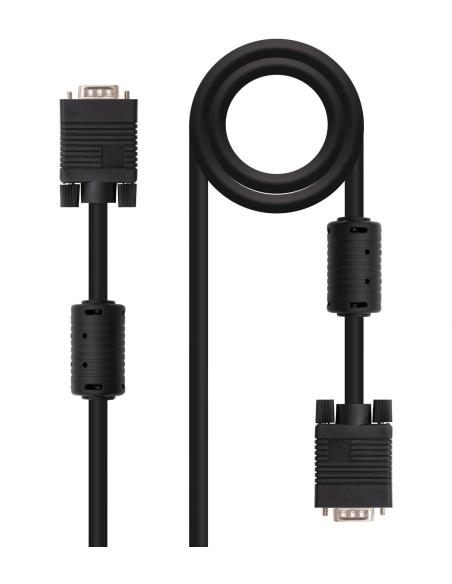 Nanocable 10.15.0115 Cable SVGA con Ferrita HPDB15 Macho/Macho 15M Negro