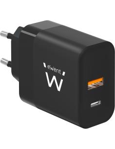 Ewent EW1327 Cargador USB-A/USB-C 45W Negro-1386338