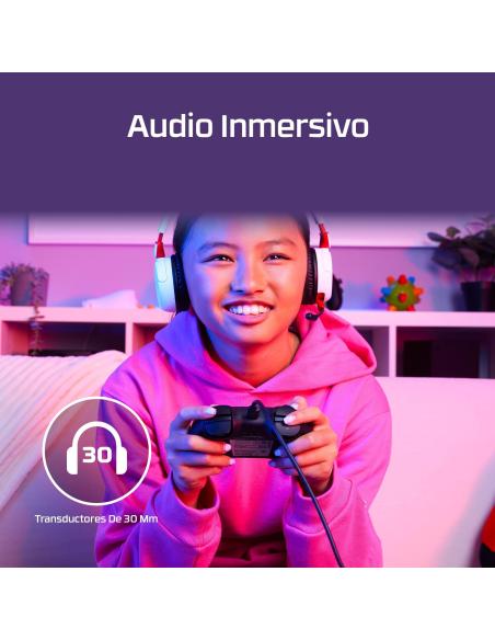 HyperX Cloud Mini Auriculares Gaming Inalámbricos para Niños 85dB Blancos