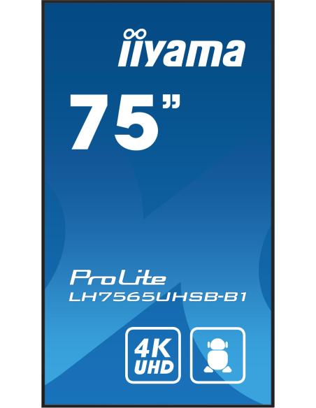 iiyama ProLite LH7565UHSB-B1 75" Pantalla Interactiva VA 4K Ultra HD Negro