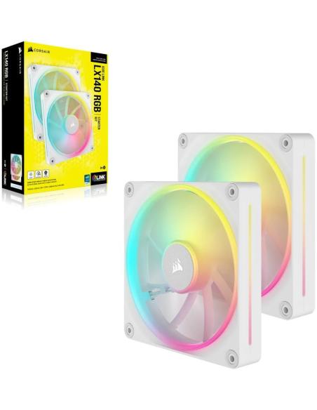 Corsair PWM iCUE LINK LX140 RGB Expansión de Ventilador Dual 140 mm Blanco