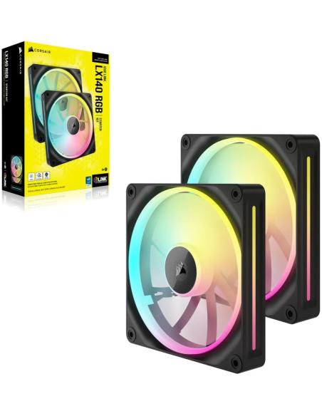 Corsair PWM iCUE LINK LX140 RGB Expansión de Ventilador Dual 140 mm Negro