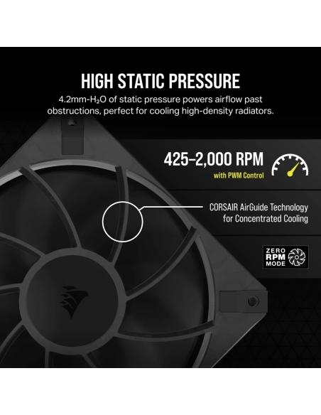 Corsair RS120 MAX PWM Single Pack Ventilador Suplementario 120mm Negro