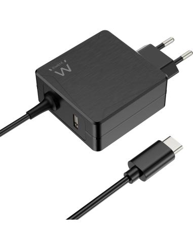 Ewent EW3978 Cargador para Portátil USB-C 65W + Puerto USB-A Negro