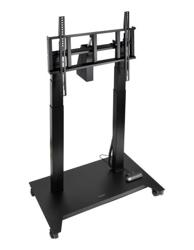TooQ FSM03-B UROS Soporte de Suelo con Ruedas con Regulación Eléctrica de Altura e Inclinación Negro