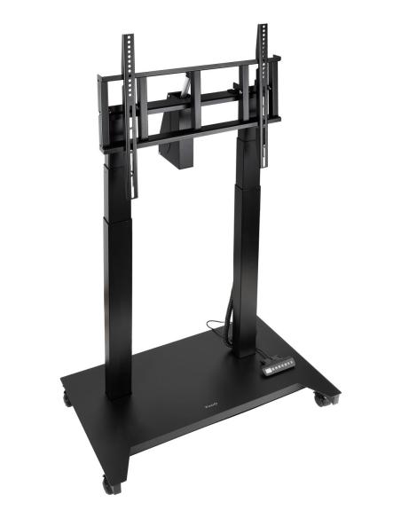 TooQ FSM03-B UROS Soporte de Suelo con Ruedas con Regulación Eléctrica de Altura e Inclinación Negro