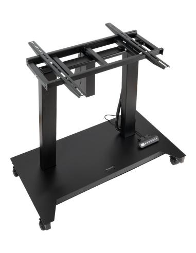 TooQ FSM03-B UROS Soporte de Suelo con Ruedas con Regulación Eléctrica de Altura e Inclinación Negro