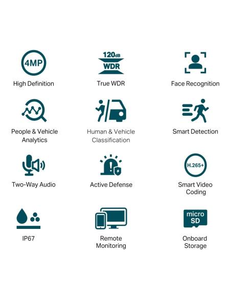 TP-Link VIGI C340S Cámara de Videovigilancia de Exterior Tipo Bullet IP67 4mm 4MP Blanca