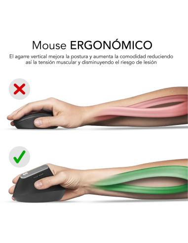 SUBBLIM SUBMO-EDNVW02 Ratón Inalámbrico Ergonómico 4000 DPI Bluetooth/2.4GHz Blanco