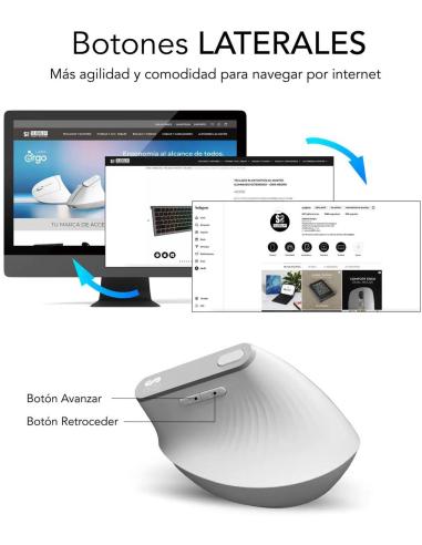 SUBBLIM SUBMO-EDNVW02 Ratón Inalámbrico Ergonómico 4000 DPI Bluetooth/2.4GHz Blanco