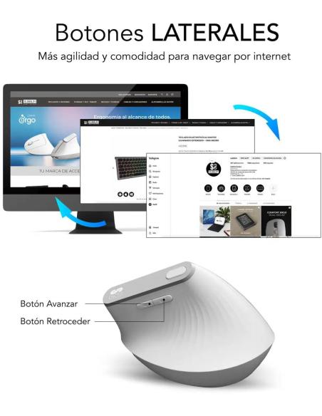 SUBBLIM SUBMO-EDNVW02 Ratón Inalámbrico Ergonómico 4000 DPI Bluetooth/2.4GHz Blanco