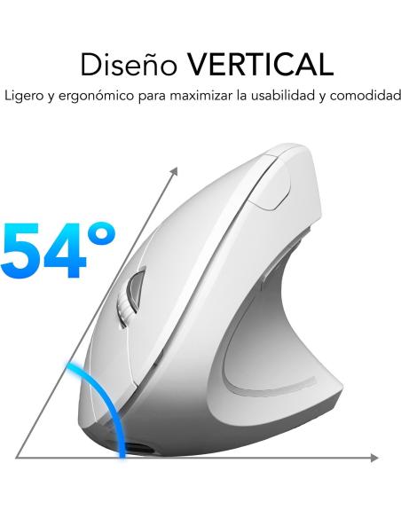 Subblim Glide Vertical Ergo Dual Ratón Vertical Ergonómico Inalámbrico para Diestros 1600 DPI Blanco