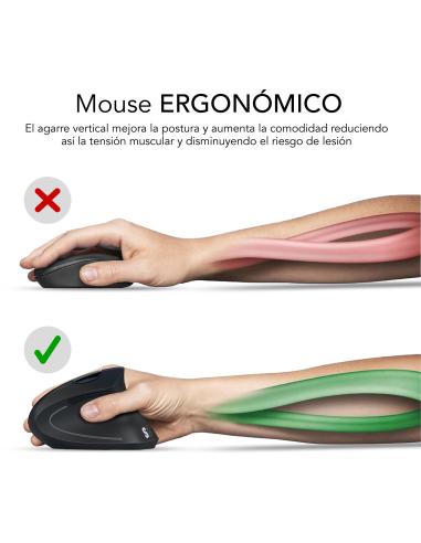 Subblim Glide Vertical Ergo Dual Ratón Vertical Ergonómico Inalámbrico para Diestros 1600 DPI Blanco