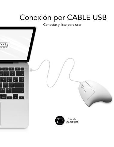 Subblim Glide Vertical Ergo Ratón con Cable Ergonómico Vertical Blanco