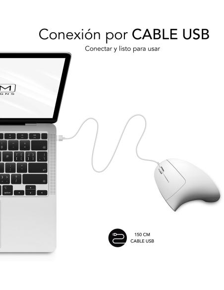 Subblim Glide Vertical Ergo Ratón con Cable Ergonómico Vertical Blanco