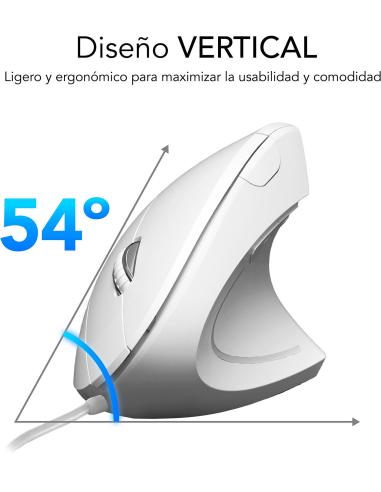 Subblim Glide Vertical Ergo Ratón con Cable Ergonómico Vertical Blanco