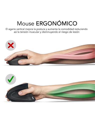 Subblim Glide Vertical Ergo Ratón con Cable Ergonómico Vertical Blanco