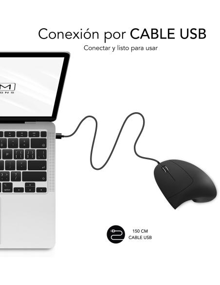 Subblim GLIDE VERTICAL ERGO WIRED Ratón 1600 DPI Negro