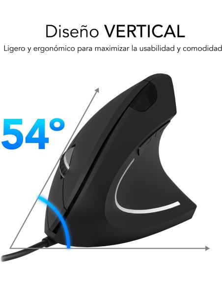 Subblim GLIDE VERTICAL ERGO WIRED Ratón 1600 DPI Negro