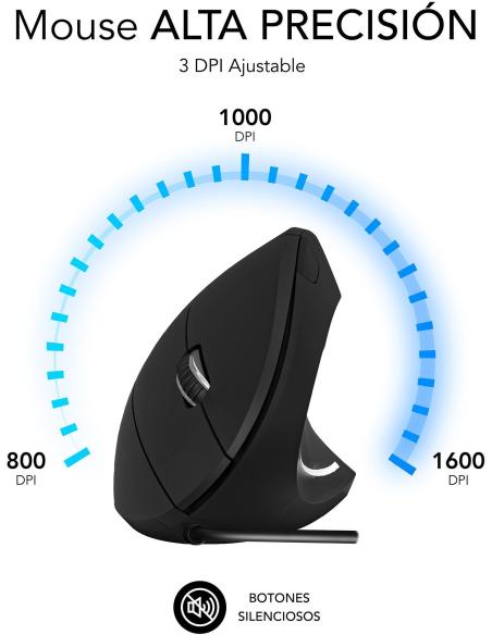 Subblim GLIDE VERTICAL ERGO WIRED Ratón 1600 DPI Negro