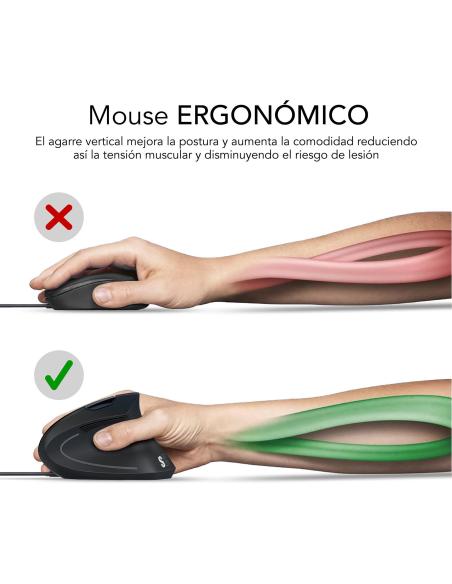 Subblim GLIDE VERTICAL ERGO WIRED Ratón 1600 DPI Negro